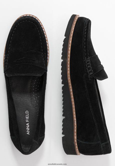 Anna Field Women Comfort Leather Slip-Ons Black H42J4Z1787