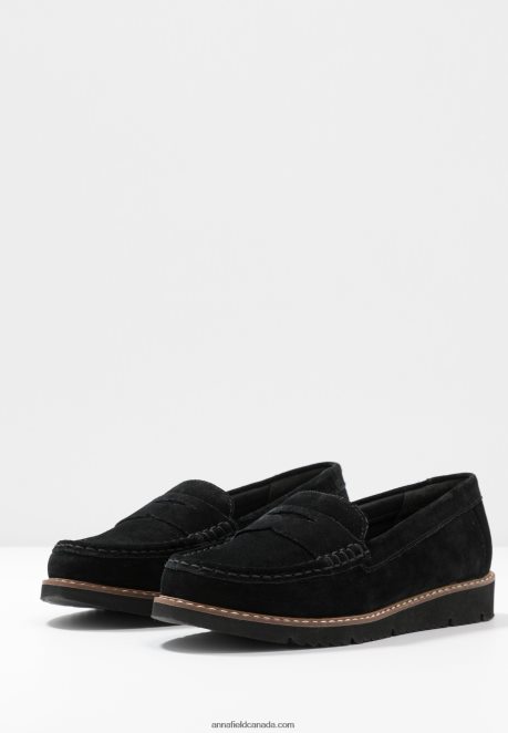 Anna Field Women Comfort Leather Slip-Ons Black H42J4Z1787