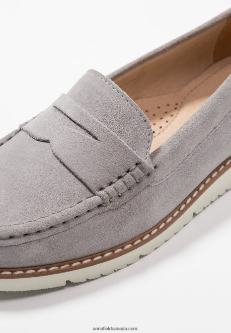 Anna Field Women Comfort Leather Slip-Ons Grey H42J4Z1784