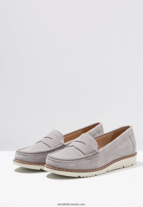 Anna Field Women Comfort Leather Slip-Ons Grey H42J4Z1784