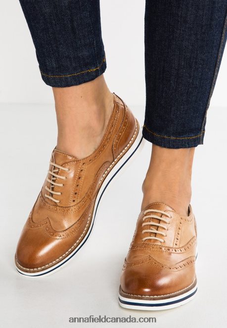 Anna Field Women Leather Casual Lace-Ups Cognac H42J4Z1849