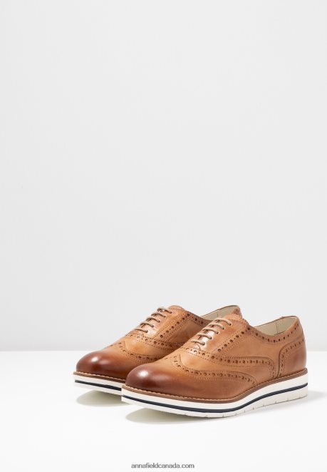 Anna Field Women Leather Casual Lace-Ups Cognac H42J4Z1849