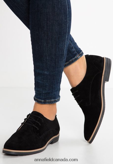 Anna Field Women Leather Lace-Ups Black H42J4Z1854