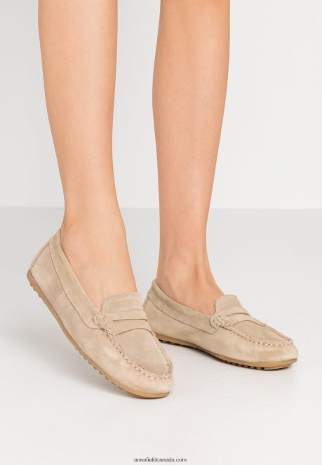 Anna Field Women Leather Moccasins Beige H42J4Z1859