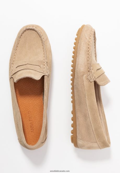 Anna Field Women Leather Moccasins Beige H42J4Z1859