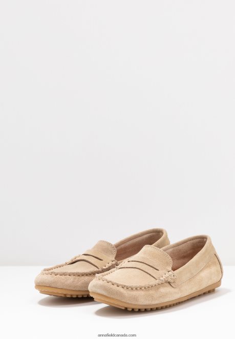Anna Field Women Leather Moccasins Beige H42J4Z1859