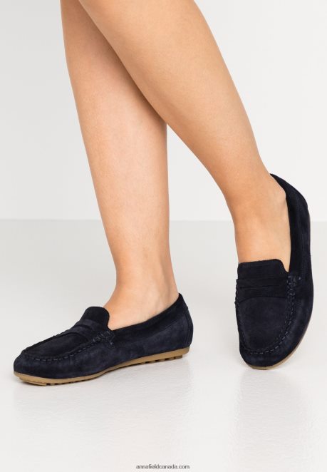Anna Field Women Leather Moccasins Blue H42J4Z1860