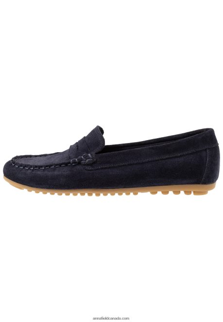 Anna Field Women Leather Moccasins Blue H42J4Z1860