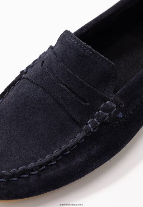 Anna Field Women Leather Moccasins Blue H42J4Z1860