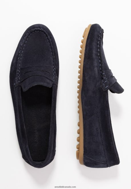 Anna Field Women Leather Moccasins Blue H42J4Z1860