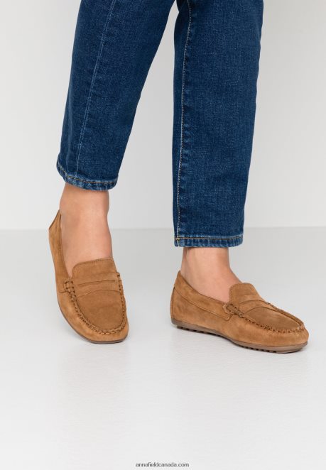 Anna Field Women Leather Moccasins Cognac H42J4Z1858