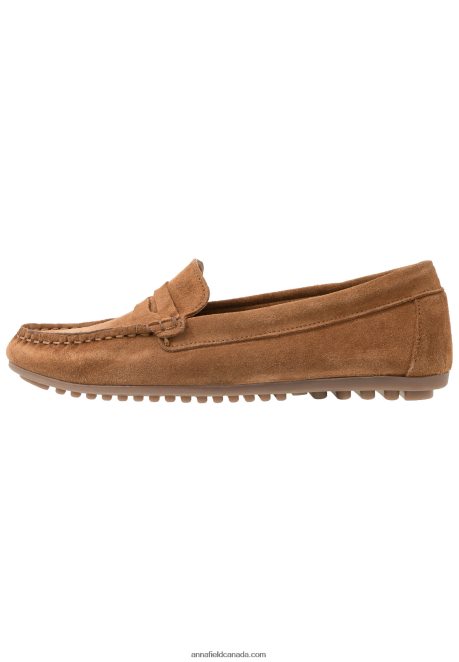 Anna Field Women Leather Moccasins Cognac H42J4Z1858