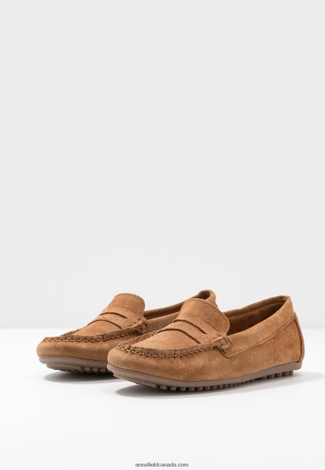 Anna Field Women Leather Moccasins Cognac H42J4Z1858