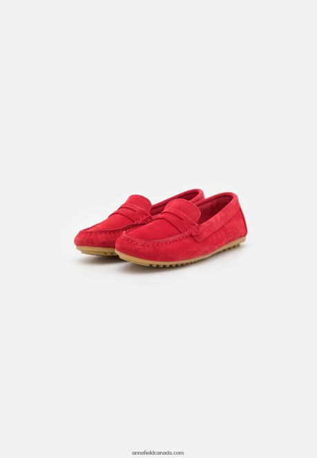 Anna Field Women Leather Moccasins Red H42J4Z1861