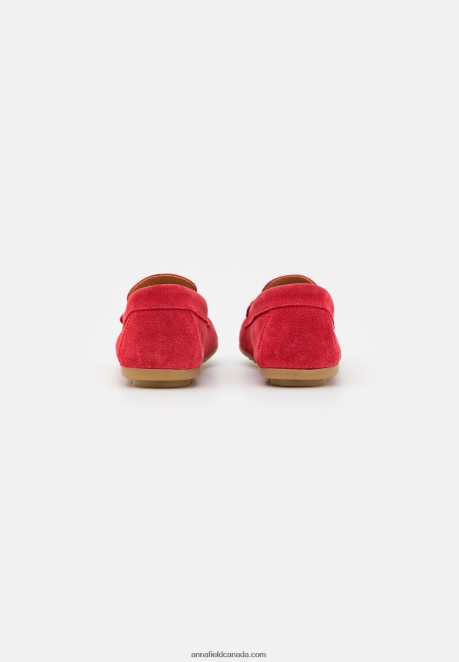 Anna Field Women Leather Moccasins Red H42J4Z1861