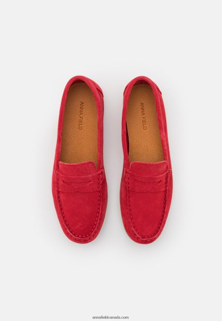 Anna Field Women Leather Moccasins Red H42J4Z1861