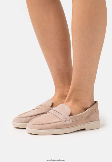 Anna Field Women Leather Slip-Ons Beige H42J4Z1779