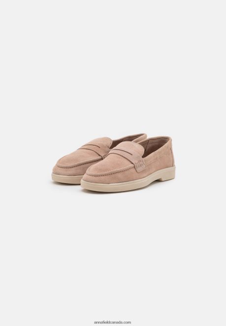Anna Field Women Leather Slip-Ons Beige H42J4Z1779