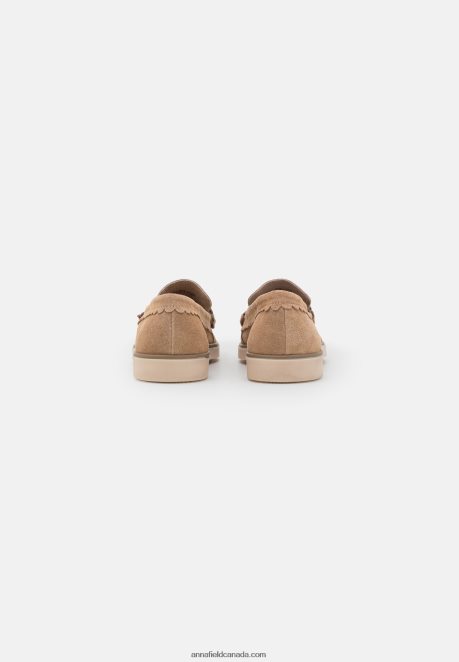 Anna Field Women Leather Slip-Ons Beige H42J4Z1796