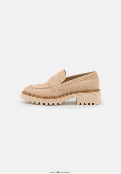 Anna Field Women Leather Slip-Ons Beige H42J4Z1807