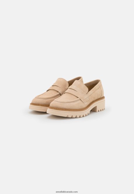 Anna Field Women Leather Slip-Ons Beige H42J4Z1807
