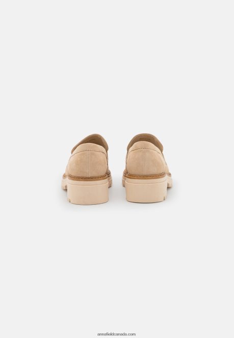 Anna Field Women Leather Slip-Ons Beige H42J4Z1807