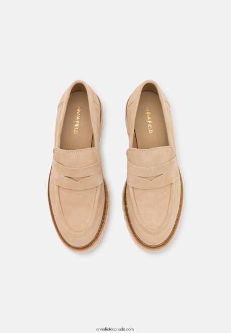 Anna Field Women Leather Slip-Ons Beige H42J4Z1807