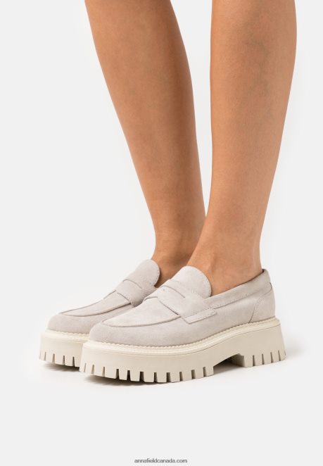 Anna Field Women Leather Slip-Ons Beige H42J4Z1808