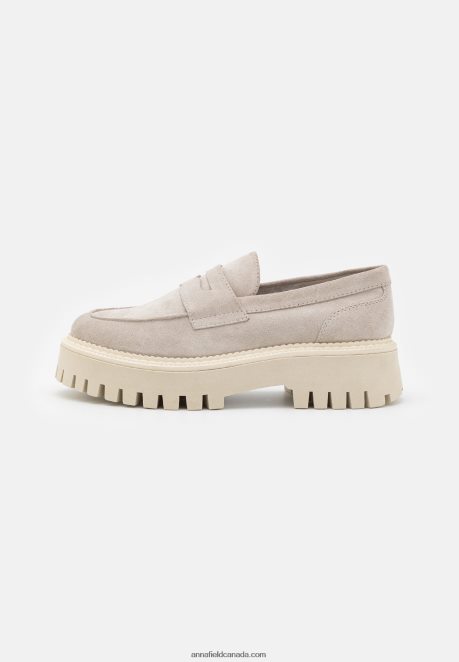Anna Field Women Leather Slip-Ons Beige H42J4Z1808