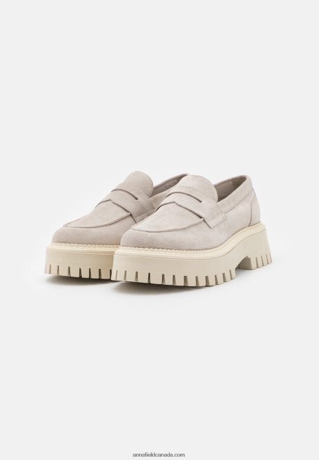 Anna Field Women Leather Slip-Ons Beige H42J4Z1808