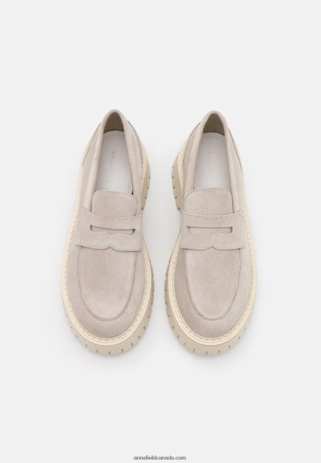 Anna Field Women Leather Slip-Ons Beige H42J4Z1808