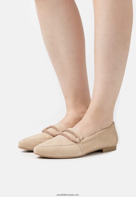 Anna Field Women Leather Slip-Ons Beige H42J4Z1810