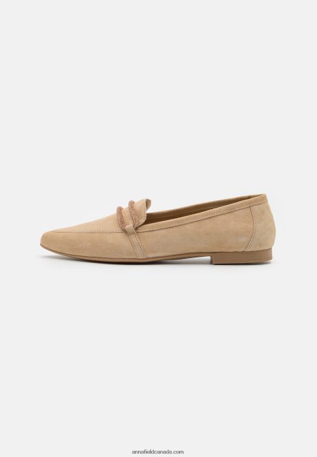 Anna Field Women Leather Slip-Ons Beige H42J4Z1810