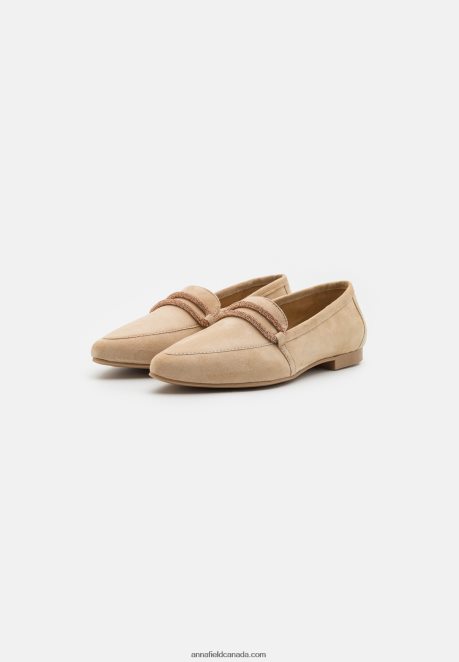 Anna Field Women Leather Slip-Ons Beige H42J4Z1810