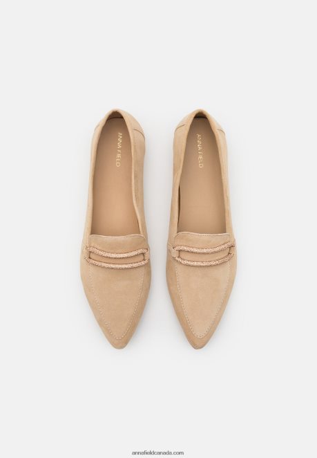 Anna Field Women Leather Slip-Ons Beige H42J4Z1810