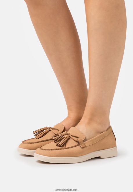 Anna Field Women Leather Slip-Ons Beige H42J4Z1814