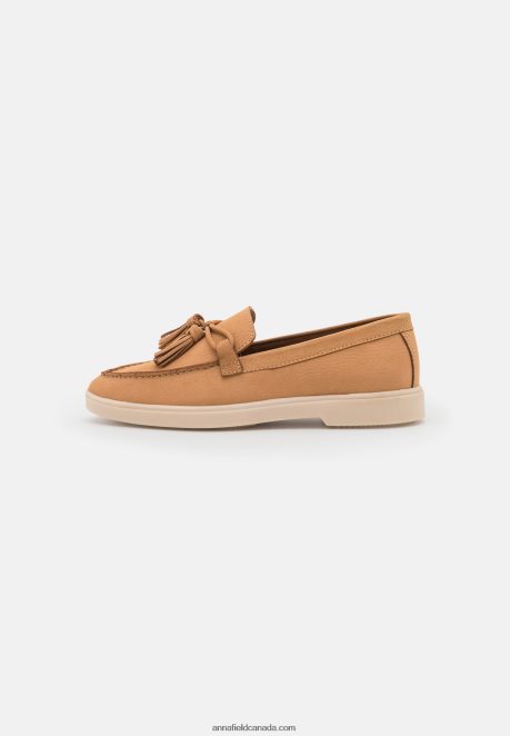 Anna Field Women Leather Slip-Ons Beige H42J4Z1814