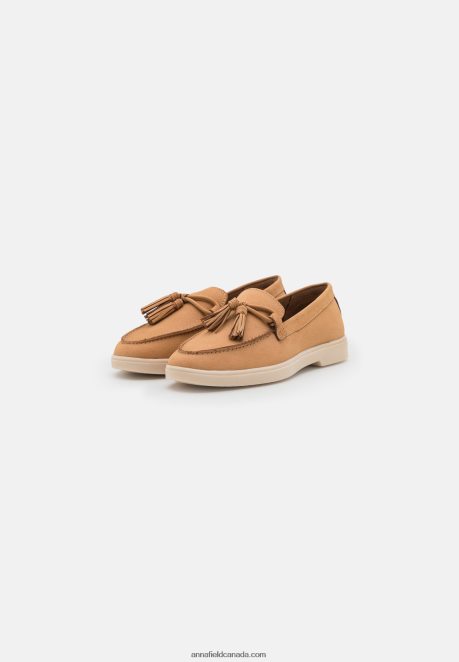 Anna Field Women Leather Slip-Ons Beige H42J4Z1814