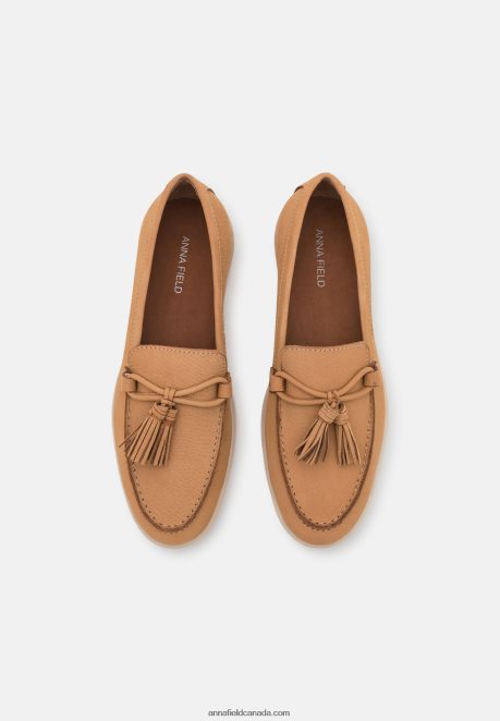 Anna Field Women Leather Slip-Ons Beige H42J4Z1814