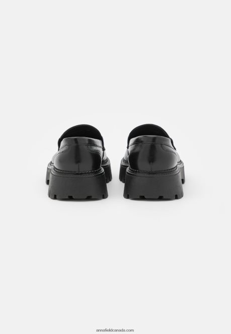 Anna Field Women Leather Slip-Ons Black H42J4Z1791