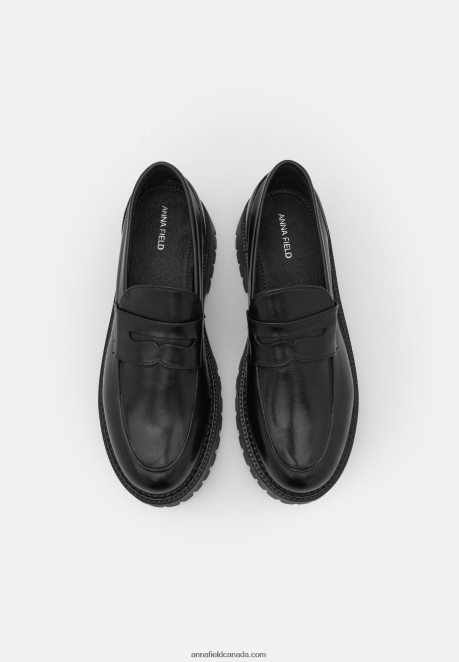 Anna Field Women Leather Slip-Ons Black H42J4Z1791