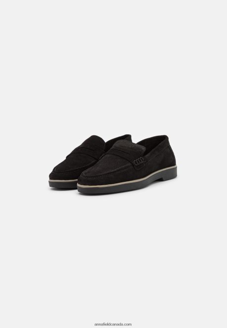 Anna Field Women Leather Slip-Ons Black H42J4Z1794