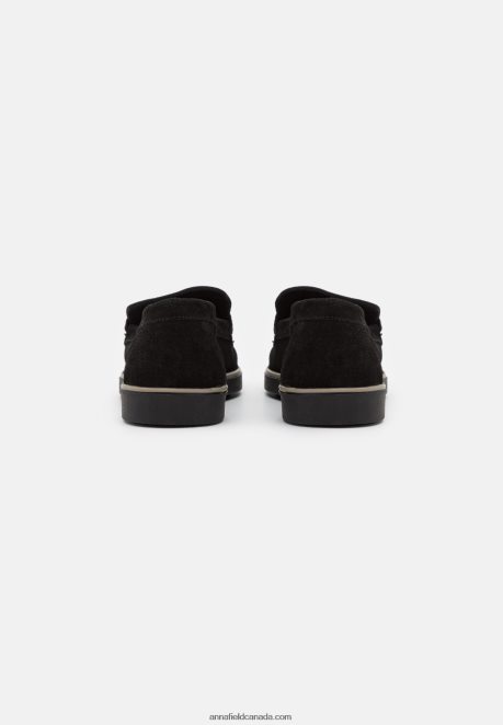 Anna Field Women Leather Slip-Ons Black H42J4Z1794