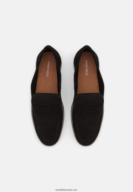 Anna Field Women Leather Slip-Ons Black H42J4Z1794