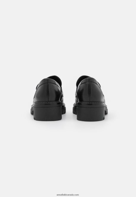 Anna Field Women Leather Slip-Ons Black H42J4Z1817
