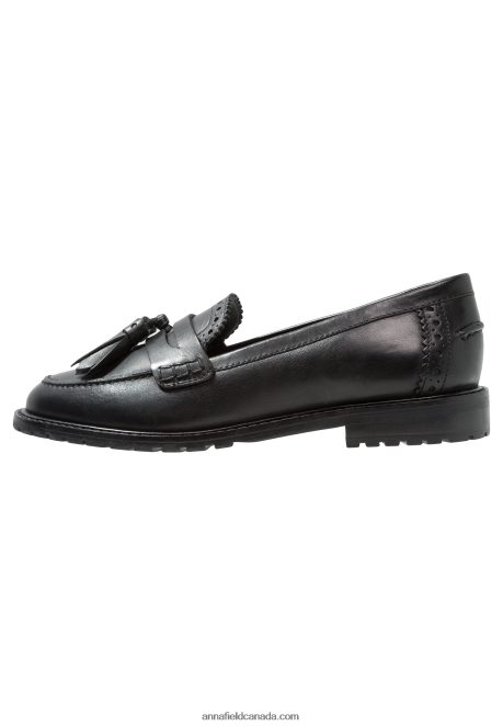 Anna Field Women Leather Slip-Ons Black H42J4Z1829