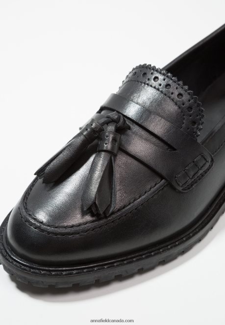 Anna Field Women Leather Slip-Ons Black H42J4Z1829