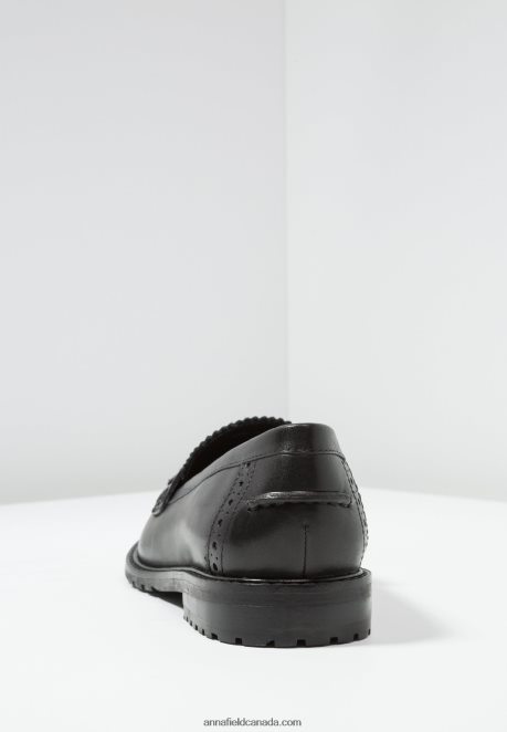 Anna Field Women Leather Slip-Ons Black H42J4Z1829