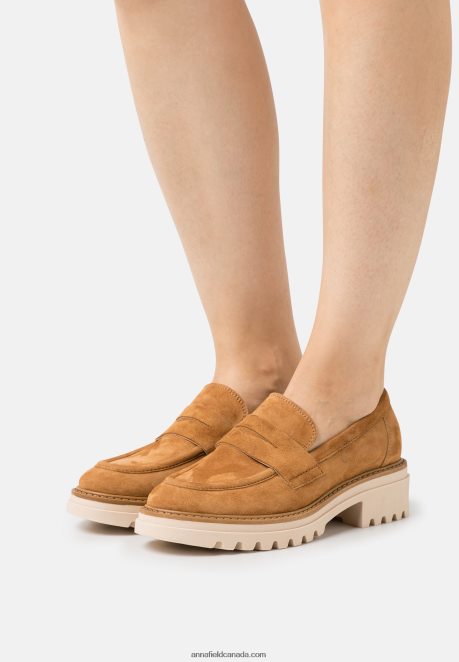 Anna Field Women Leather Slip-Ons Cognac H42J4Z1822