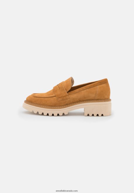Anna Field Women Leather Slip-Ons Cognac H42J4Z1822